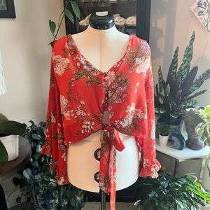 Smak Parlor Unique Vintage 2X Crop Floral Boho Blouse